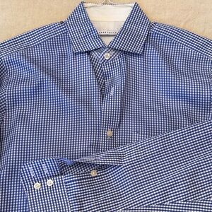 Men's Blue Gingham Button Down Shirt